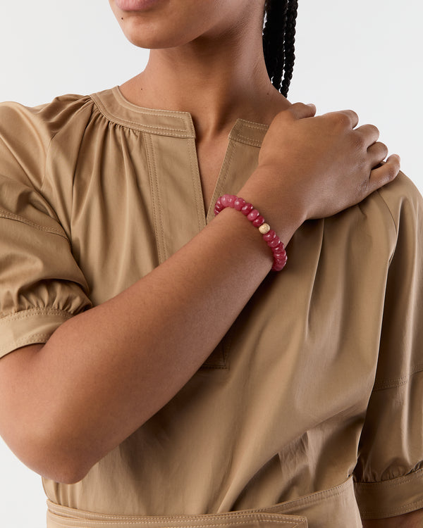 Sid Mashburn Semi Precious Beaded Bracelet In Raspberry Monochrome