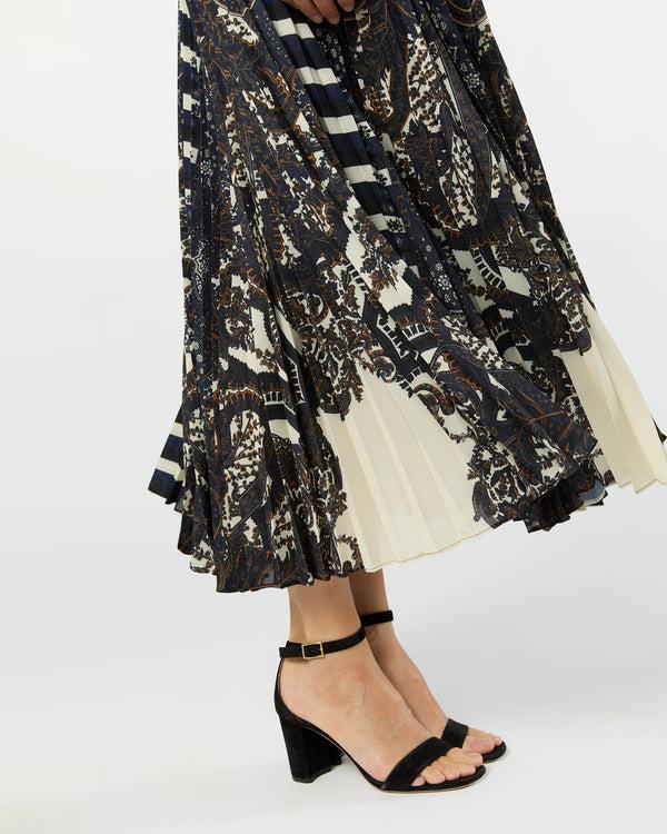 Sid Mashburn Shayna High Waist Pleated Midi Skirt In Eclipse