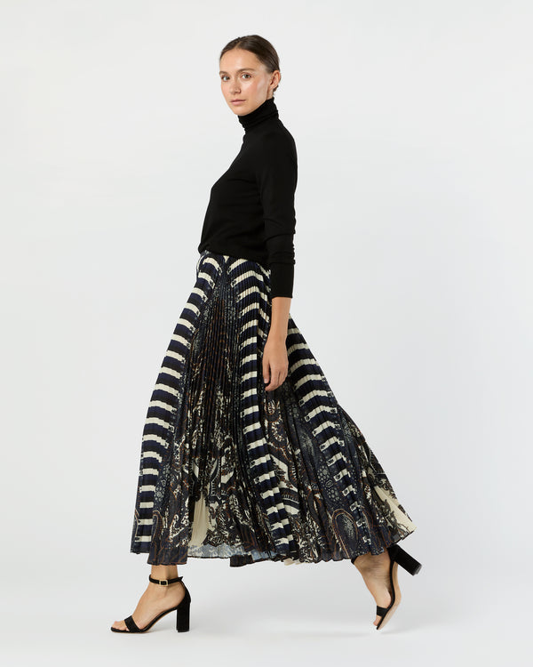 Sid Mashburn Shayna High Waist Pleated Midi Skirt In Eclipse