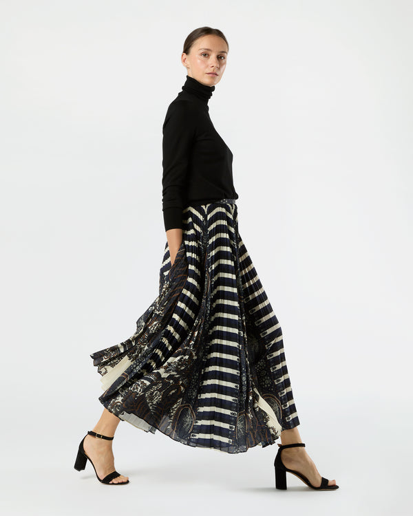 Sid Mashburn Shayna High Waist Pleated Midi Skirt In Eclipse