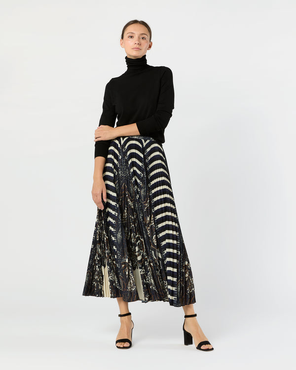 sid mashburn Shayna High Waist Pleated Midi Skirt in Eclipse