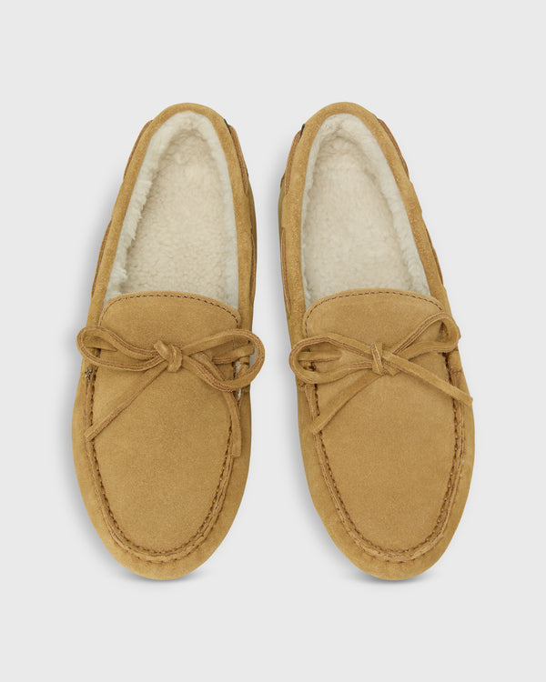 Sid Mashburn Shearling Driving Moccasin In Camel Suede