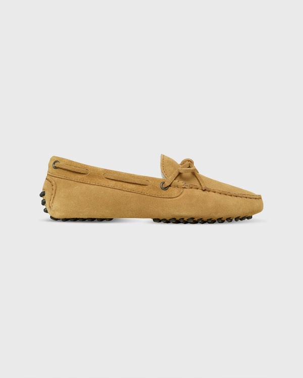 sid mashburn Shearling Driving Moccasin in Camel Suede