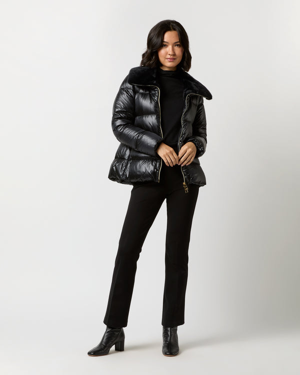 Sid Mashburn Shiny Nylon Short Jacket With Faux Fur In Black