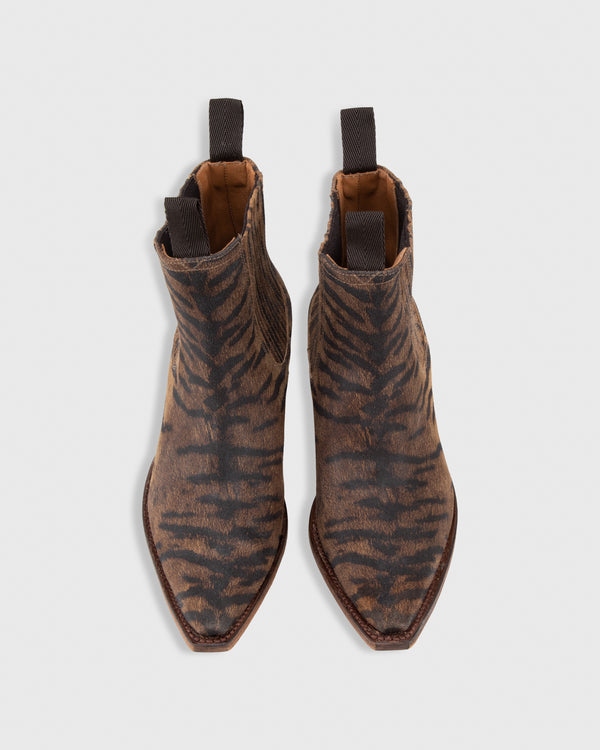 Sid Mashburn Short Cowboy Boot In Brown Tiger Leather
