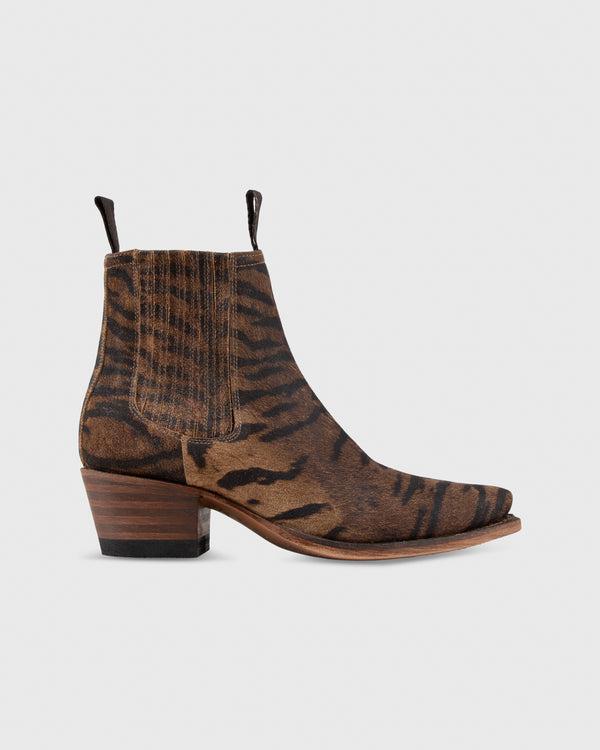 sid mashburn Short Cowboy Boot in Brown Tiger Leather