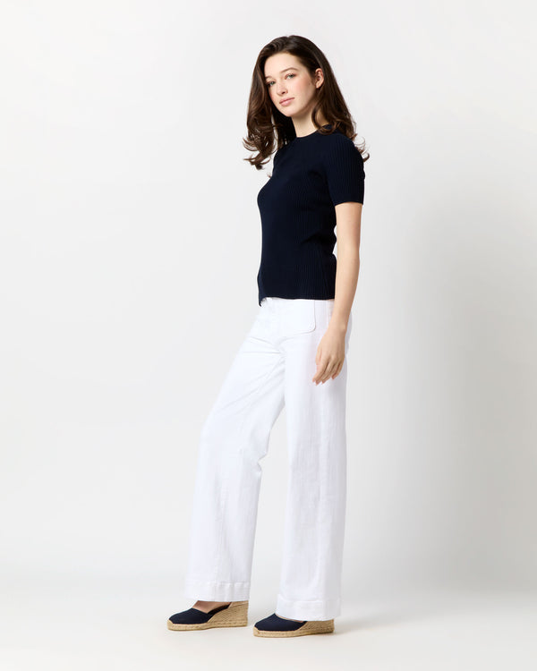 Sid Mashburn Short-Sleeved Addie Sweater In Navy Techno Yarn