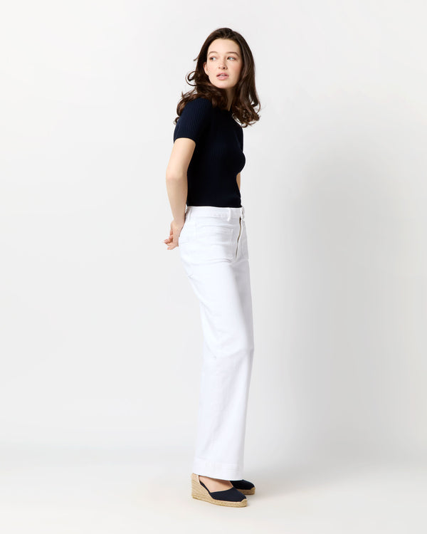 Sid Mashburn Short-Sleeved Addie Sweater In Navy Techno Yarn