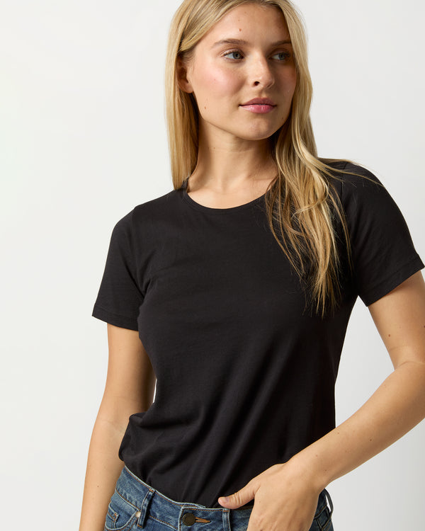 Sid Mashburn Short-Sleeved Relaxed Tee In Black Pima Cotton
