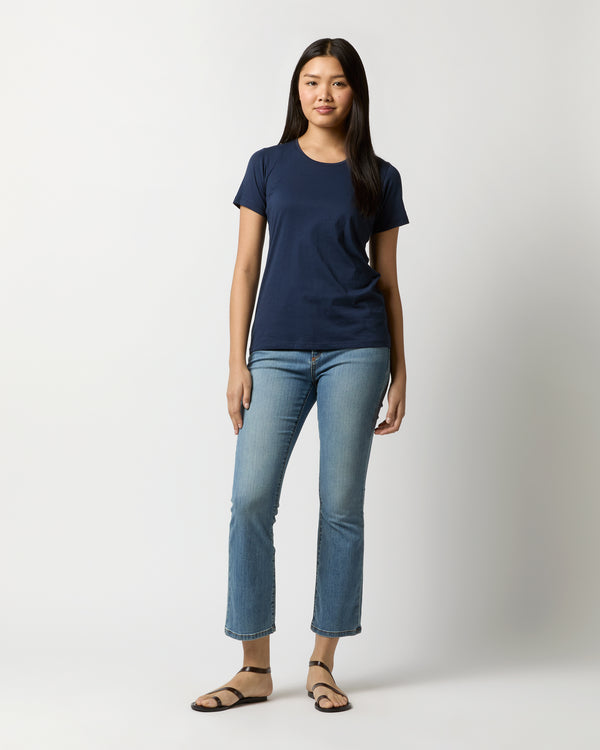 sid mashburn Short-Sleeved Relaxed Tee in Navy Pima Cotton