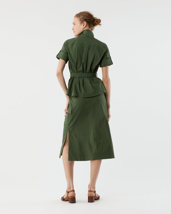 Sid Mashburn Short-Sleeved Tess Safari Shirt In Military Paperweight Stretch Poplin