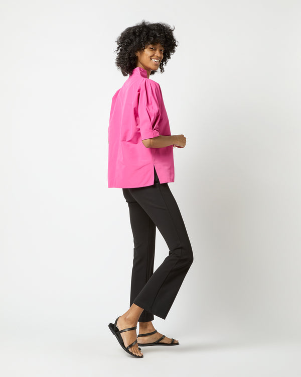 Sid Mashburn Short-Sleeved Violet Top In Azalea Cotton/Nylon Faille