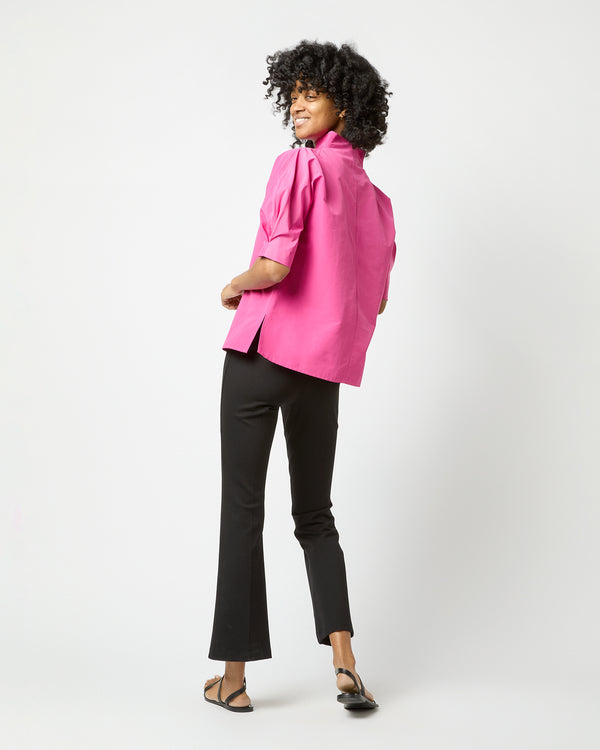 Sid Mashburn Short-Sleeved Violet Top In Azalea Cotton/Nylon Faille