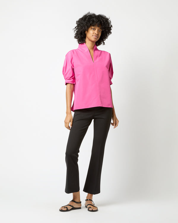 sid mashburn Short-Sleeved Violet Top in Azalea Cotton/Nylon Faille