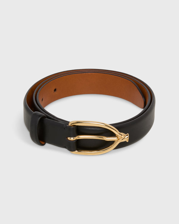 sid mashburn 1" Twist Dress Belt in Black Calfskin
