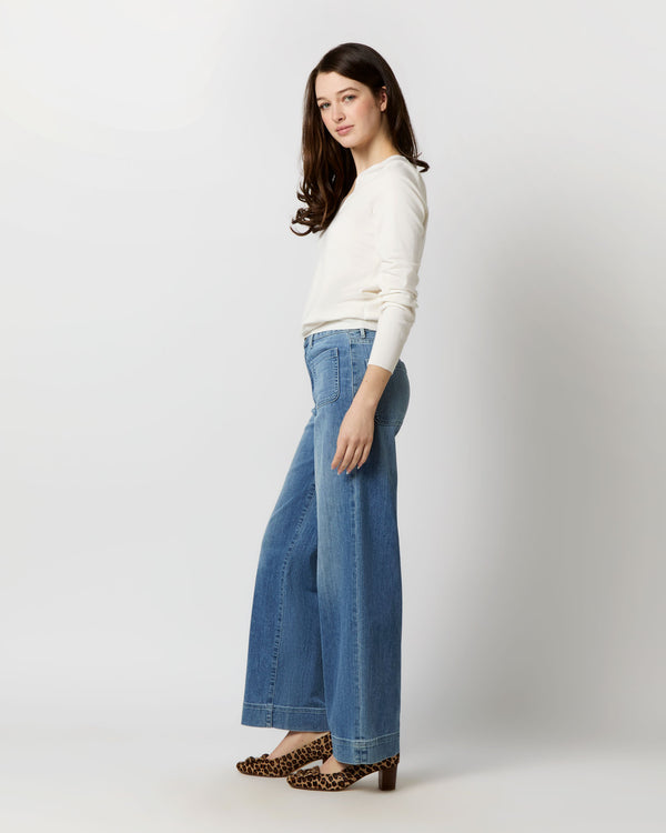 Sid Mashburn Alida V-Neck Sweater In Ivory Cotton