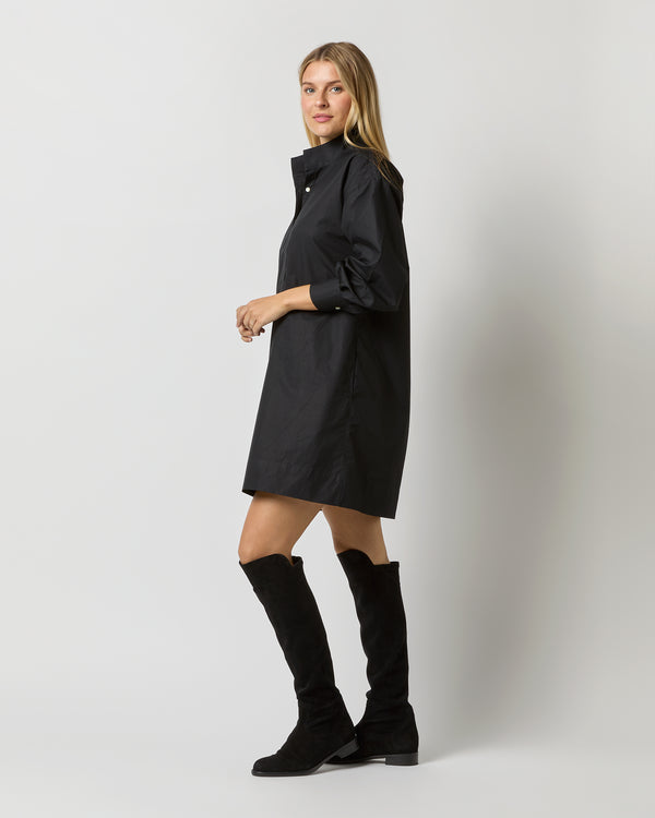 Sid Mashburn Anaya Popover Dress In Black Poplin