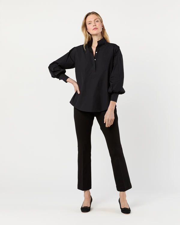 Sid Mashburn Anaya Popover Shirt In Black Poplin