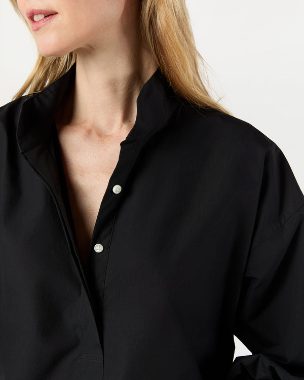 Sid Mashburn Anaya Popover Shirt In Black Poplin