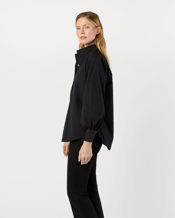 Sid Mashburn Anaya Popover Shirt In Black Poplin