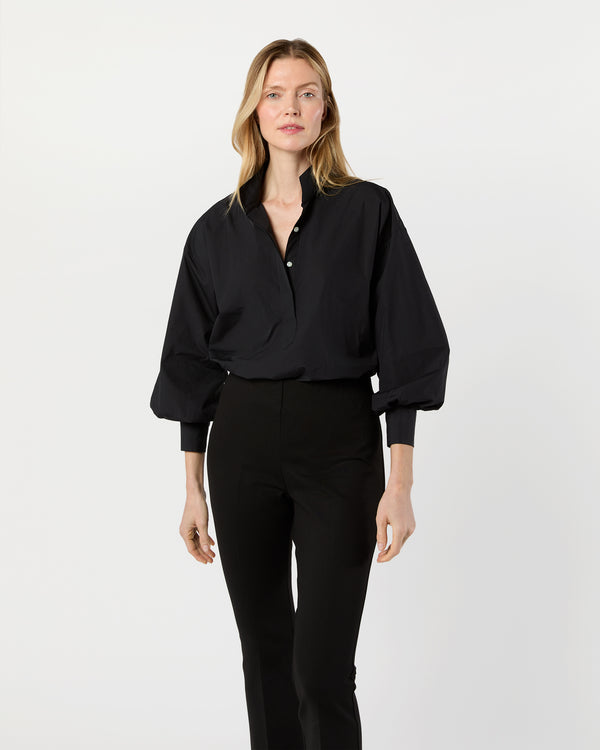 sid mashburn Anaya Popover Shirt in Black Poplin