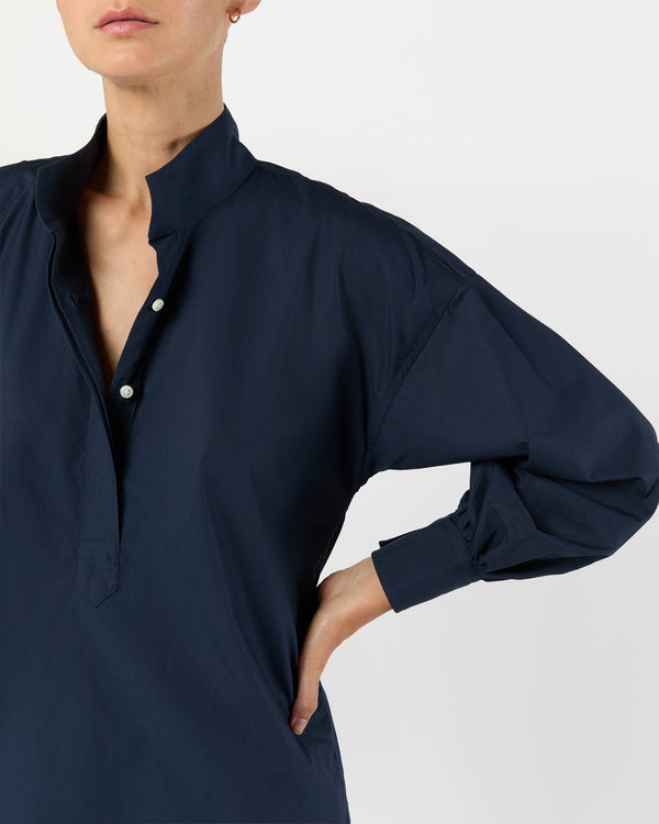 Sid Mashburn Anaya Popover Shirt In Navy Poplin