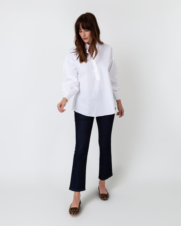 Sid Mashburn Anaya Popover Shirt In White Poplin