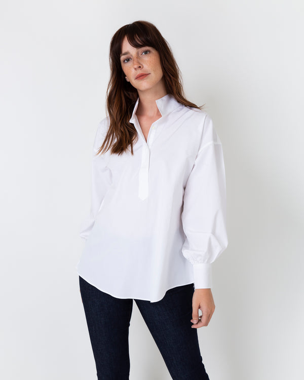 sid mashburn Anaya Popover Shirt in White Poplin