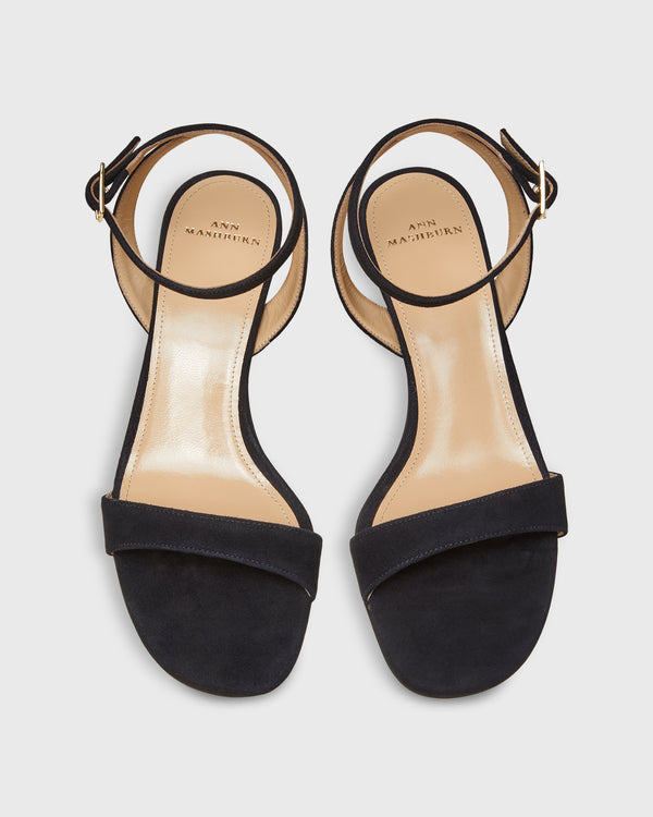 Sid Mashburn Ankle-Wrap Kitten Heel In Black Suede