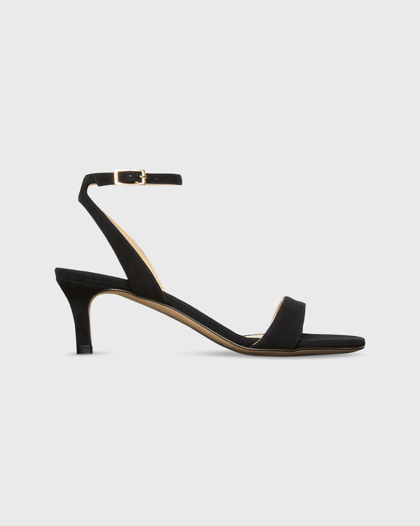 sid mashburn Ankle-Wrap Kitten Heel in Black Suede