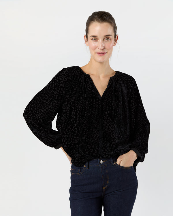 Sid Mashburn Ariana Blouse In Black Burnout Velvet