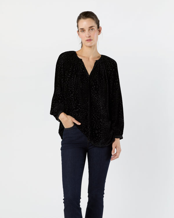 sid mashburn Ariana Blouse in Black Burnout Velvet