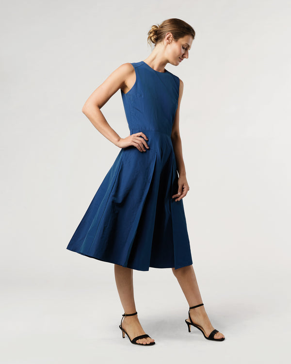 Sid Mashburn Arielle Dress In Petrol Nylon Faille