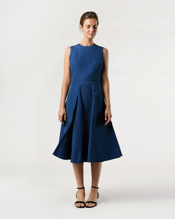 sid mashburn Arielle Dress in Petrol Nylon Faille