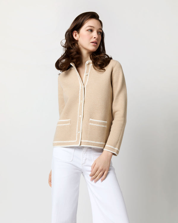 sid mashburn Aubrey Cardigan in Crema Cotton/Silk