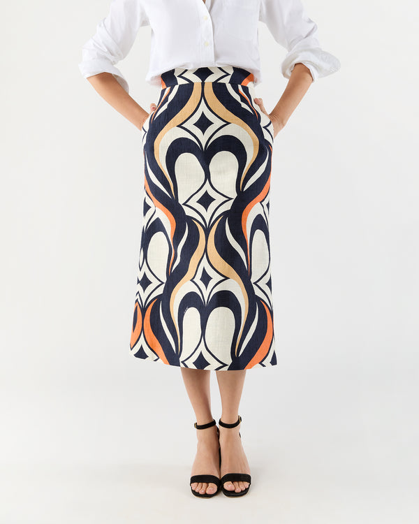 Sid Mashburn Baia Skirt In Jive Macro Cotton