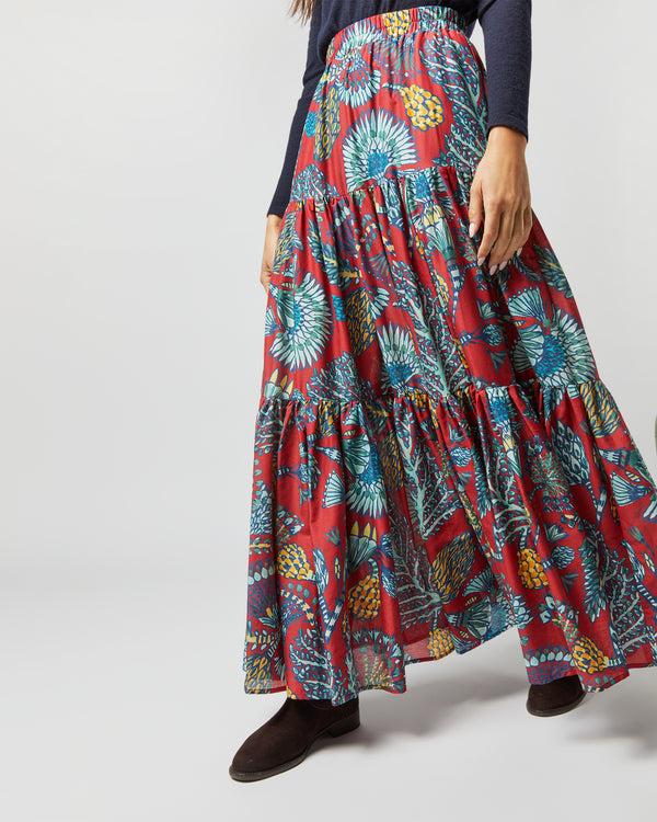 Sid Mashburn Big Skirt In Sicomore Red Silk Voile