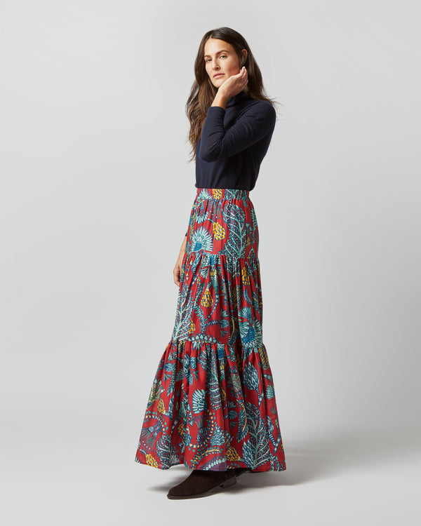 Sid Mashburn Big Skirt In Sicomore Red Silk Voile