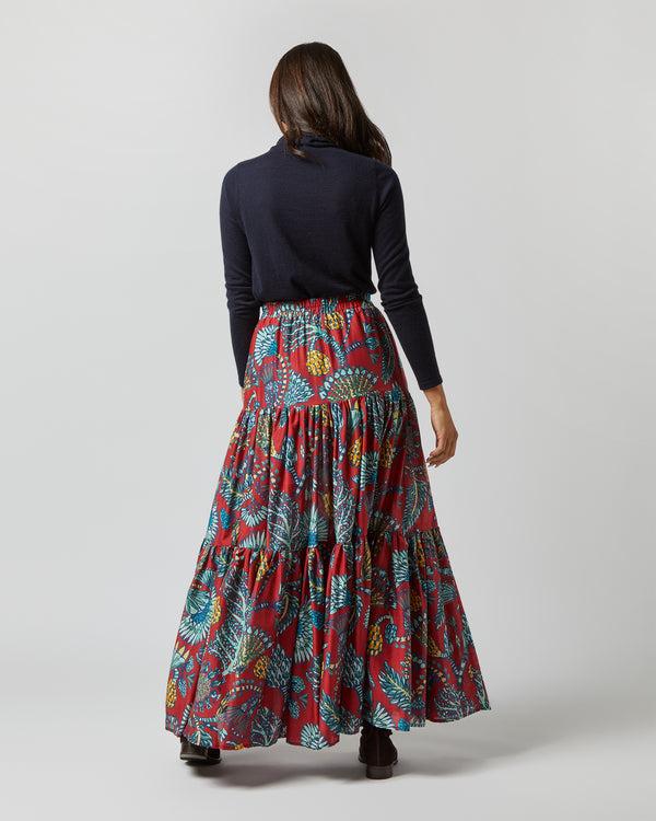 Sid Mashburn Big Skirt In Sicomore Red Silk Voile