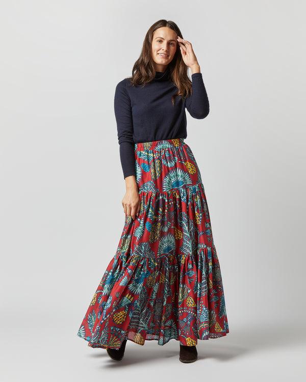 sid mashburn Big Skirt in Sicomore Red Silk Voile