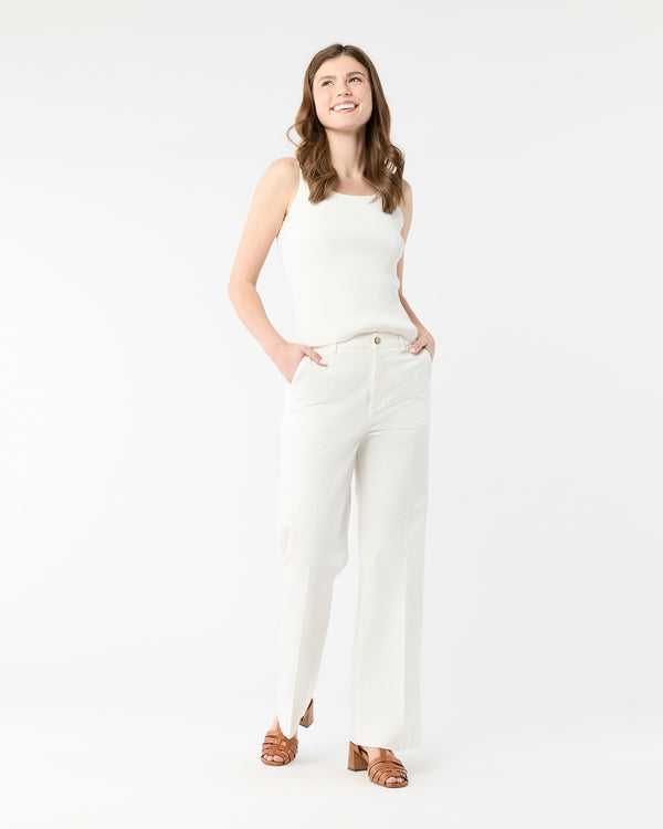 sid mashburn Billie Pant in Ivory Stretch Canvas