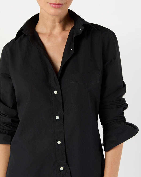Sid Mashburn Boyfriend Shirt In Black Poplin