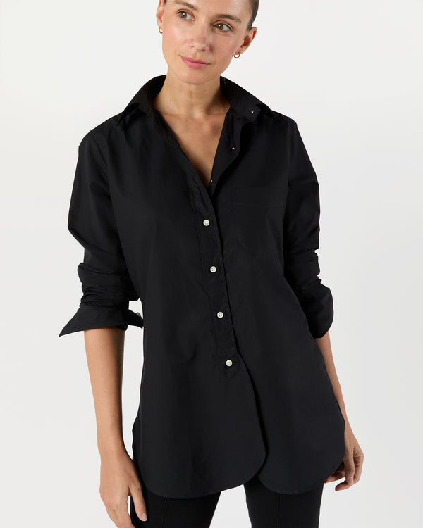 Sid Mashburn Boyfriend Shirt In Black Poplin