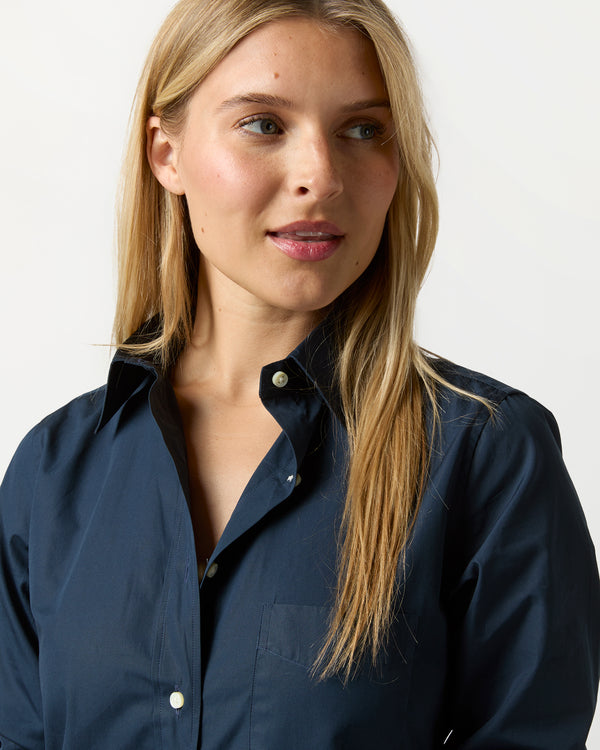 Sid Mashburn Boyfriend Shirt In Navy Poplin