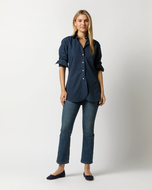 Sid Mashburn Boyfriend Shirt In Navy Poplin