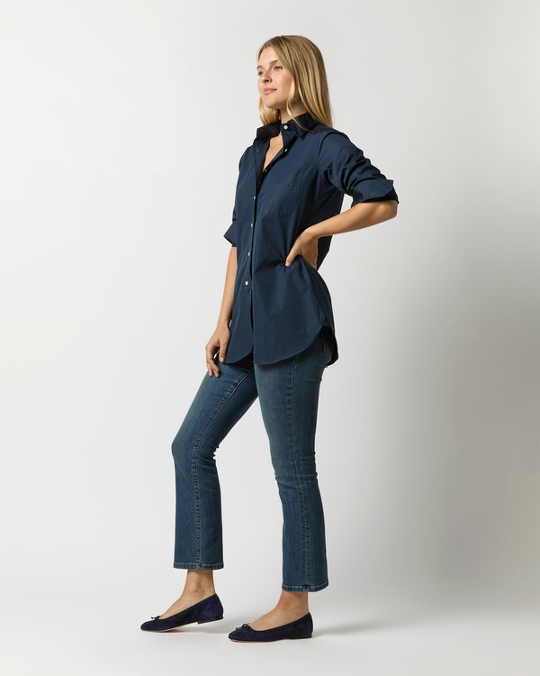 Sid Mashburn Boyfriend Shirt In Navy Poplin