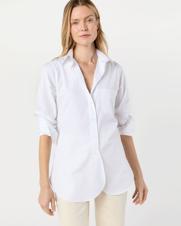 sid mashburn Boyfriend Shirt in White Poplin