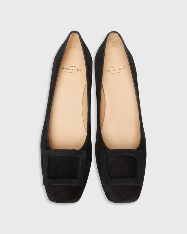 Sid Mashburn Buckle Heel In Black Suede