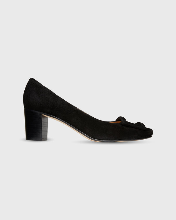 sid mashburn Buckle Heel in Black Suede