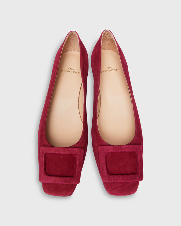 Sid Mashburn Buckle Shoe In Deep Red Suede